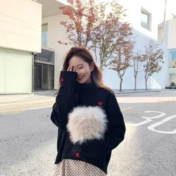 Knit Tops for Woman Pullovers Off White Women's Sweater Gigh Neck Jerseys Turtleneck Graphic Korean Style New in Long Sleeve