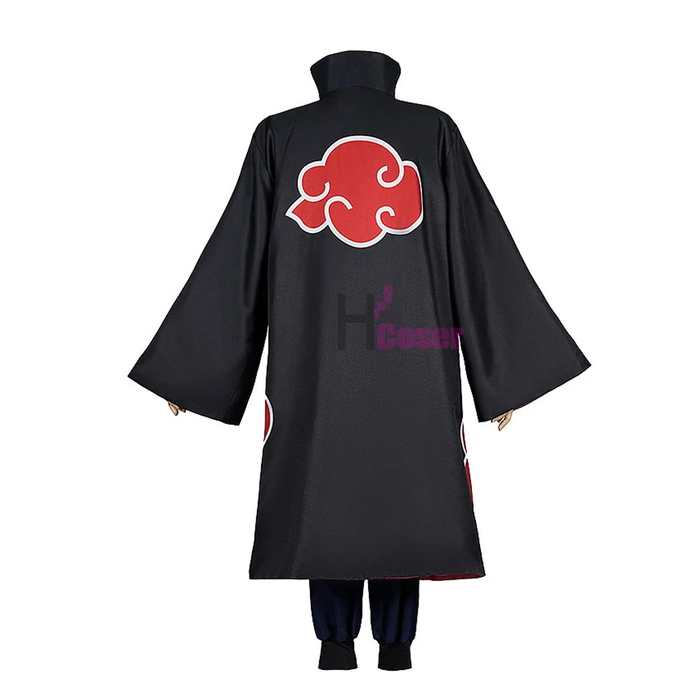 Anime Ninja Uchiha Itachi Cosplay Costume Full Set Cloak Headband T-Shirt Pants with Wig Cos Convention Gift Unisex Adult Versio