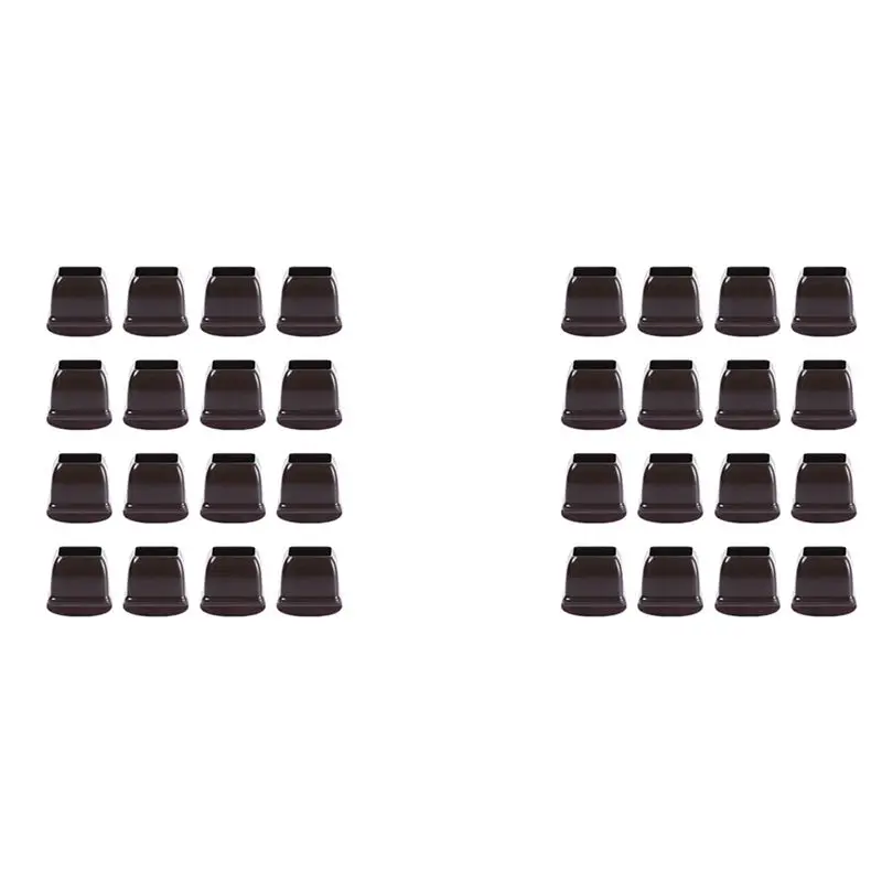 ABWR-32 Pcs Brown Silicone Chair Leg Floor Protectors, Square Chair Leg Caps With Wrapped Felt, Fit: 0.75 Inch-1.0 Inch