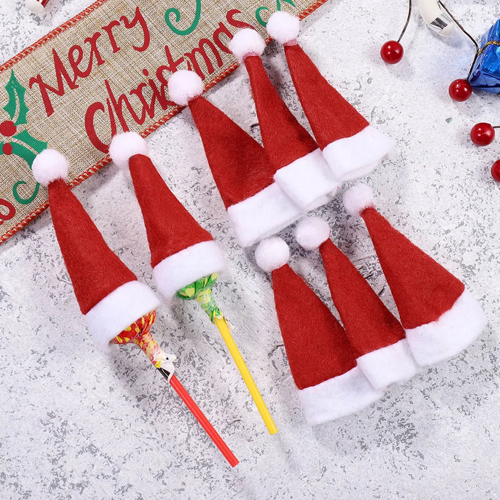 36 قطعة قبعات عيد الميلاد الصغيرة قبعات الحلوى الإبداعية مصاصة التعبئة والتغليف قبعات عيد الميلاد الديكور مصاصة قبعة قبعة صغيرة زينة عيد الميلاد #4