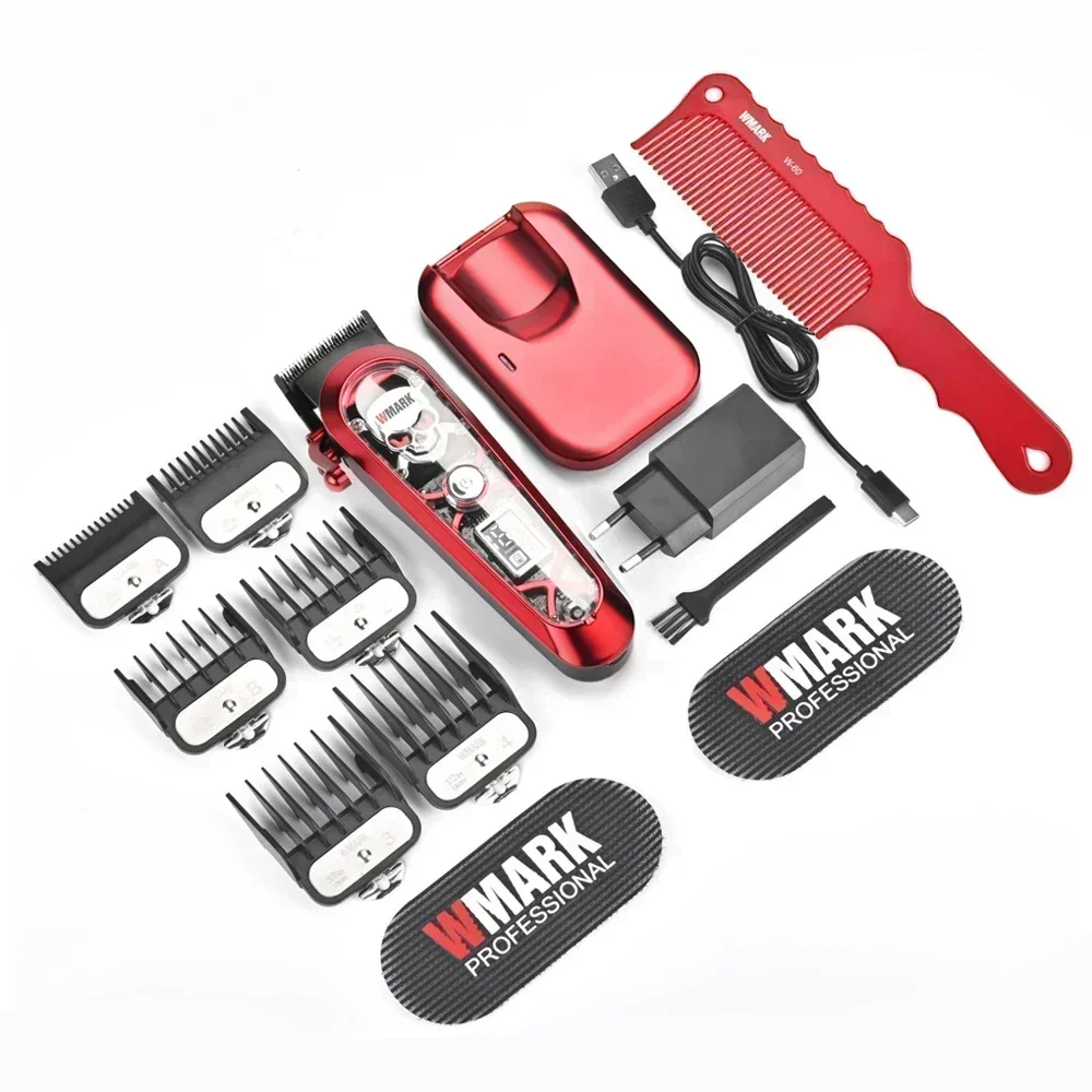 Novo wmark NG-130 profissional de carregamento sem fio máquina de cortar cabelo ferramentas de barbeiro tipo-c interface cortador de cabelo com base