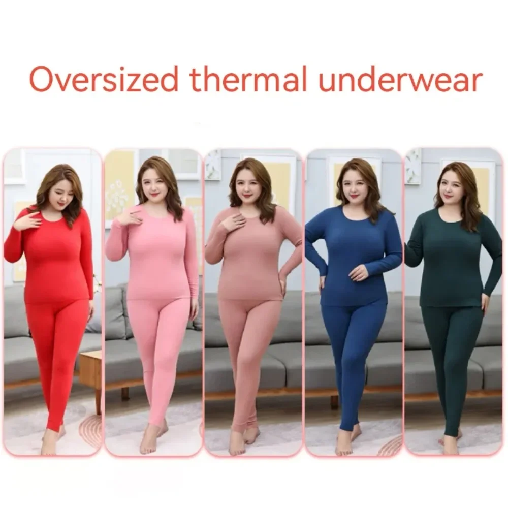 Plus Size 2XL-6XL Warm Thermal Underwear Sets Sleepwear Ladies Intimates Women Shaped Sets Female Thermal Shaping Clothes Suit