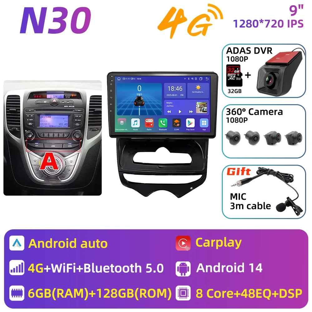 Auto Multimedia voor Hyundai ix20 ix-20 2010 - 2023 Android autoradio Carplay GPS Navigatie Autoradio 2 Din Head Unit Stereo DSP