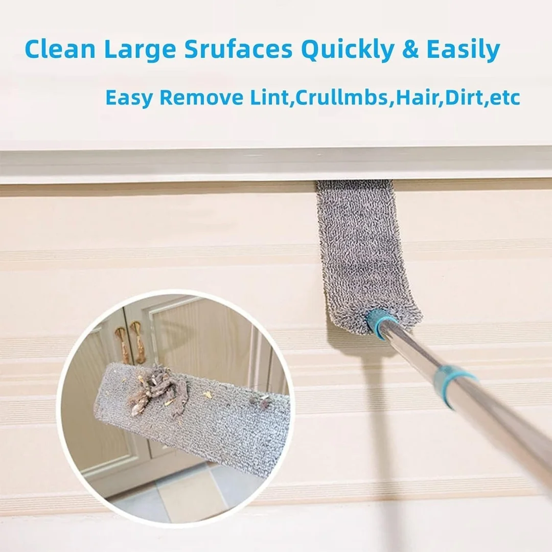 Retractable Gap Dust Cleaner Under Appliance Microfiber Duster Dust Brush with Extension Pole Cleaning Duster for Bed High Ceilings Furniture Bottom Household Gap Duster Gray