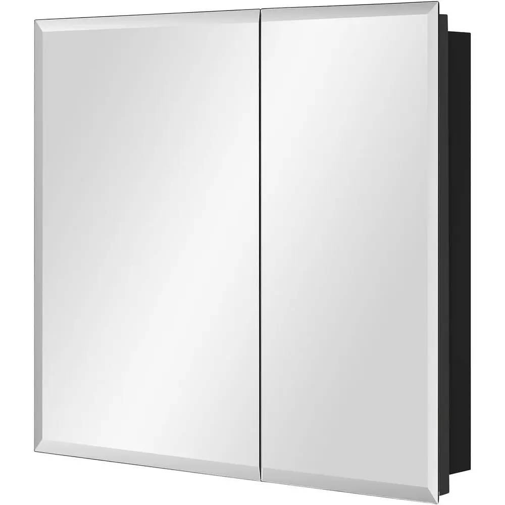 خزانة طبية بباب مرآة مشطوف مقاس 30 × 26، مثبتة على السطح/السطح، أرفف قابلة للتعديل #3