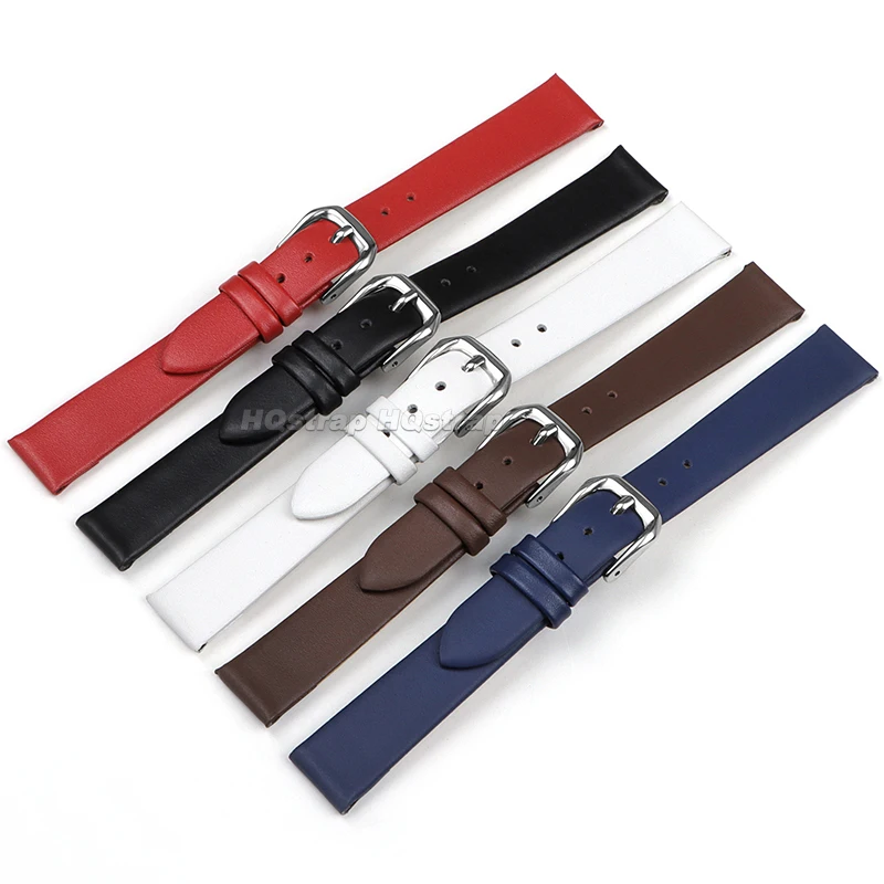 حقيقية رقيقة جدا حزام من الجلد 6 مللي متر 8 مللي متر 10 مللي متر 12 مللي متر 13 مللي متر 14 مللي متر 15 مللي متر 16 مللي متر 17 مللي متر حزام الساعات مقاوم للماء الرياضة سوار العالمي الفرقة