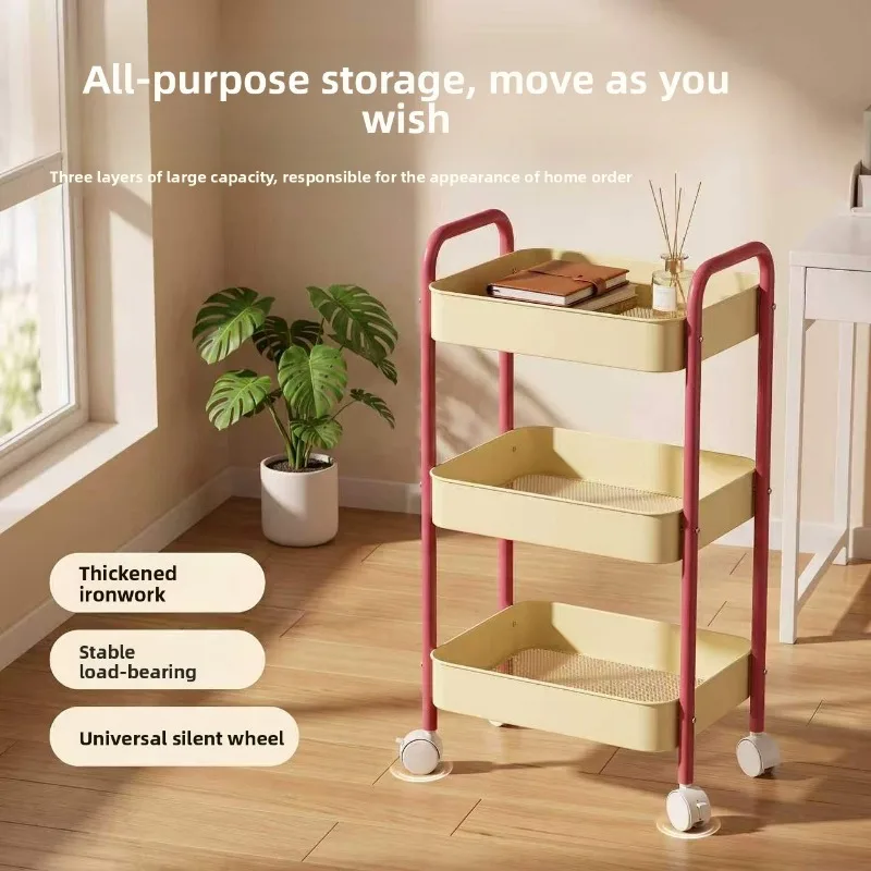 Multi Layer Rolling Storage Cart Portable Trolley Kitchen Living Room Dorm Snack Organization Utility Cart Kitchen Trolley