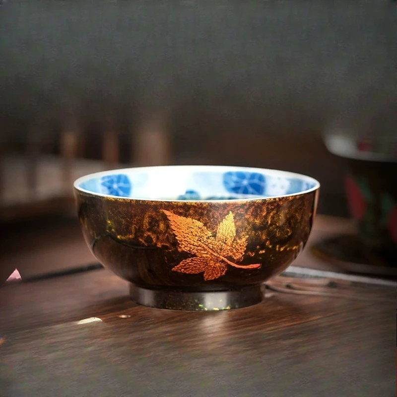 Maple leaf blue and white lacquer master cup single cup high-end personal teacup