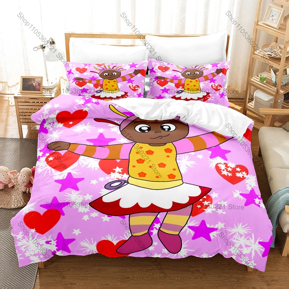 Cool Cartoon Character Print Kids Bedding Set 3Pcs In The Night Garden Upsy Daisy Makka Pakka Sweet Design Bedroom Gift