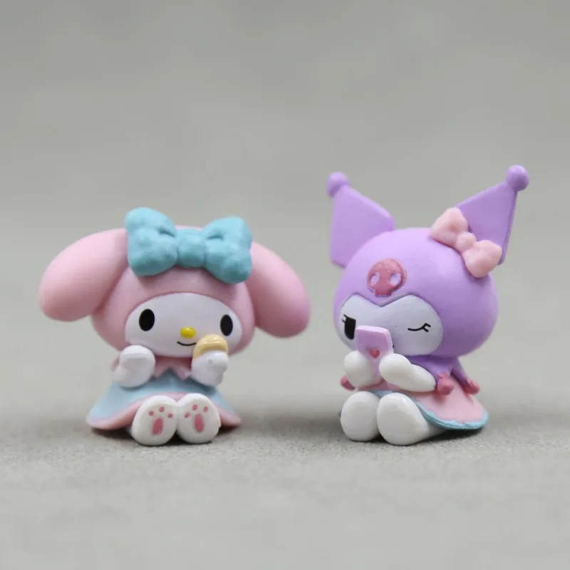 5 pçs sanrio mini bonecas brinquedo olá kitty kuromi minha melodia pochacco cinnamoroll anime figura decoração modelo presente de aniversário para criança