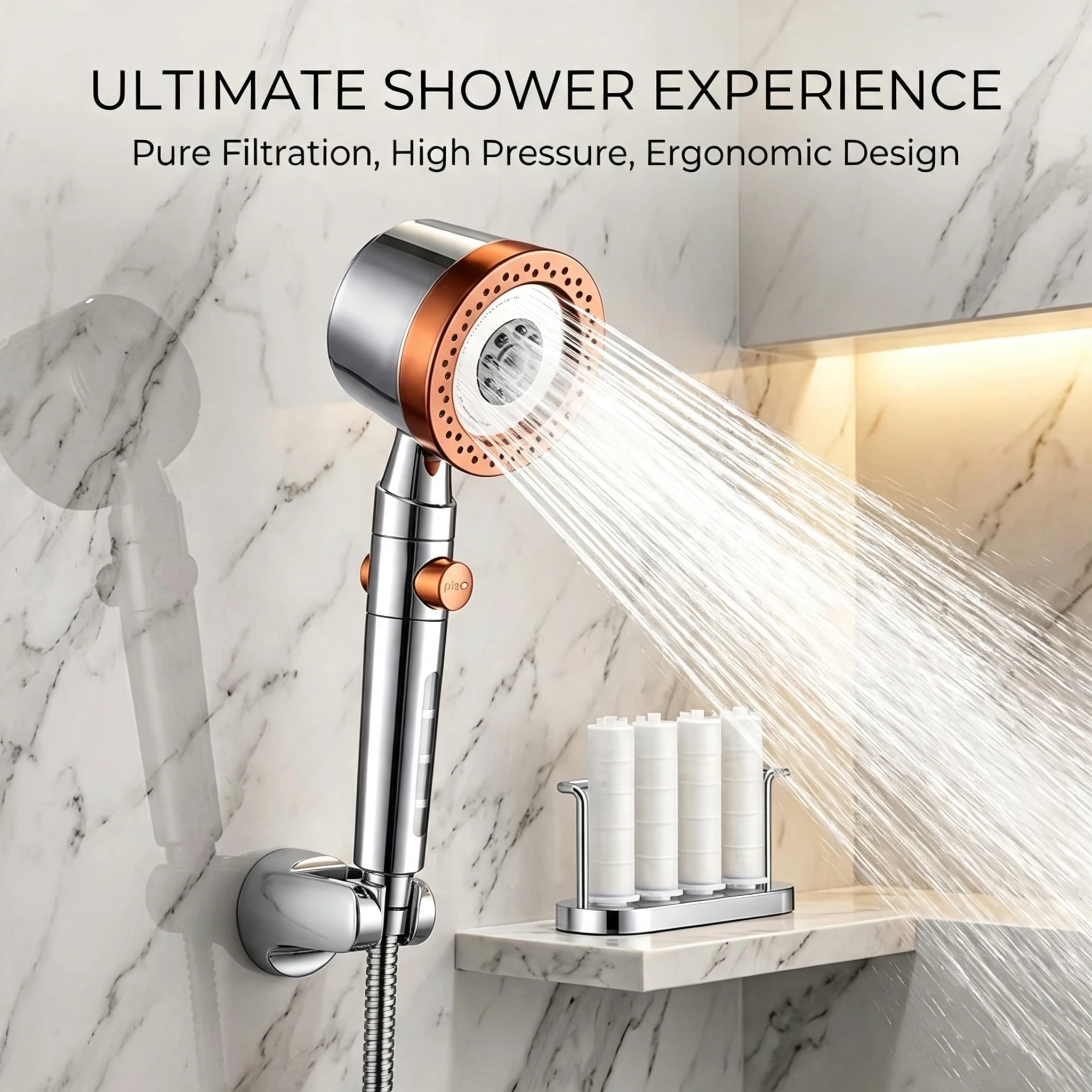 رأس دش يدوي قابل للتعديل بـ 5 - مراجعة Handheld Shower Head High Pressure Filter وسعره