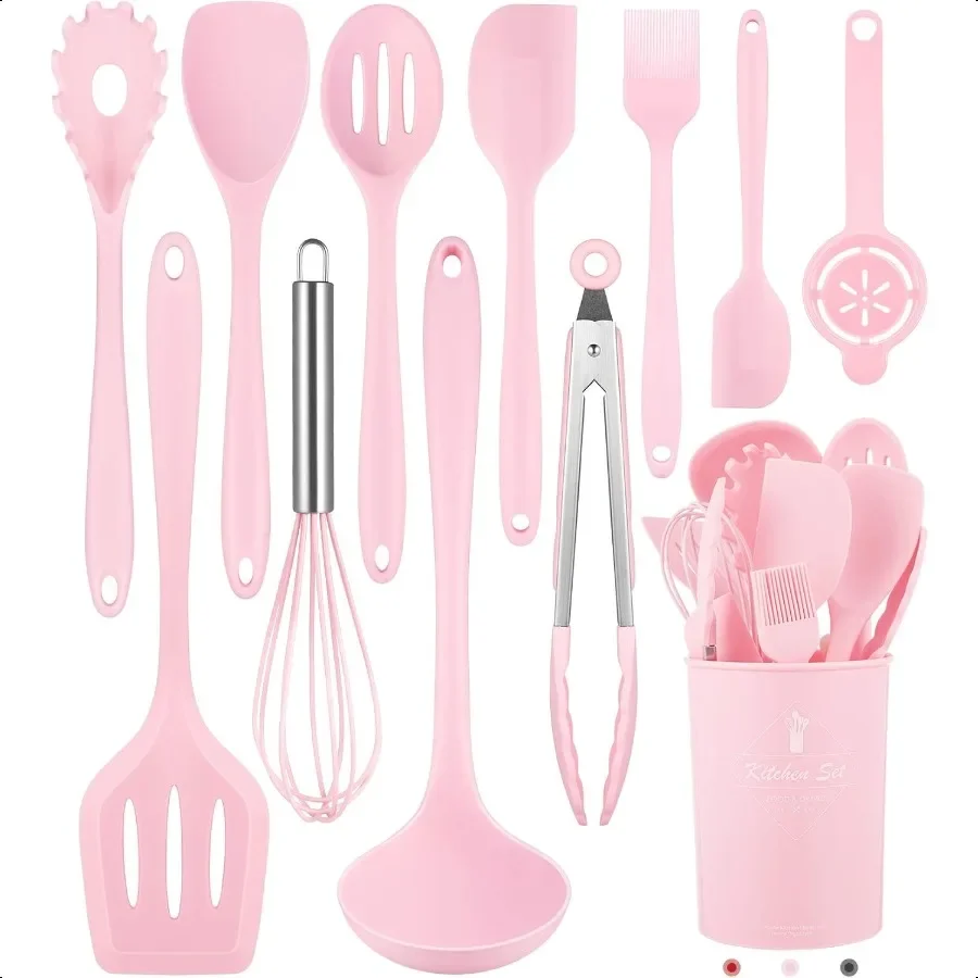

Kitchen Utensils Set12 Pieces Silicone Cooking Utensils Set Dishwasher Safe 392F Heat Resistant Spatula Set Nonstick Cookware