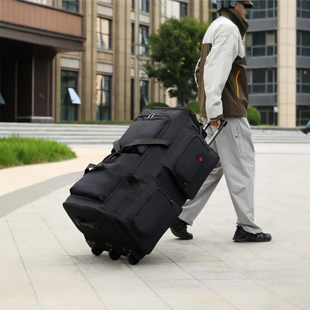 Wheeled Travel Bag Large Outdoor Backpack Waterproof Wear Resistant Luggage Checked Large Bag Foldable Duffel Bag Unisex