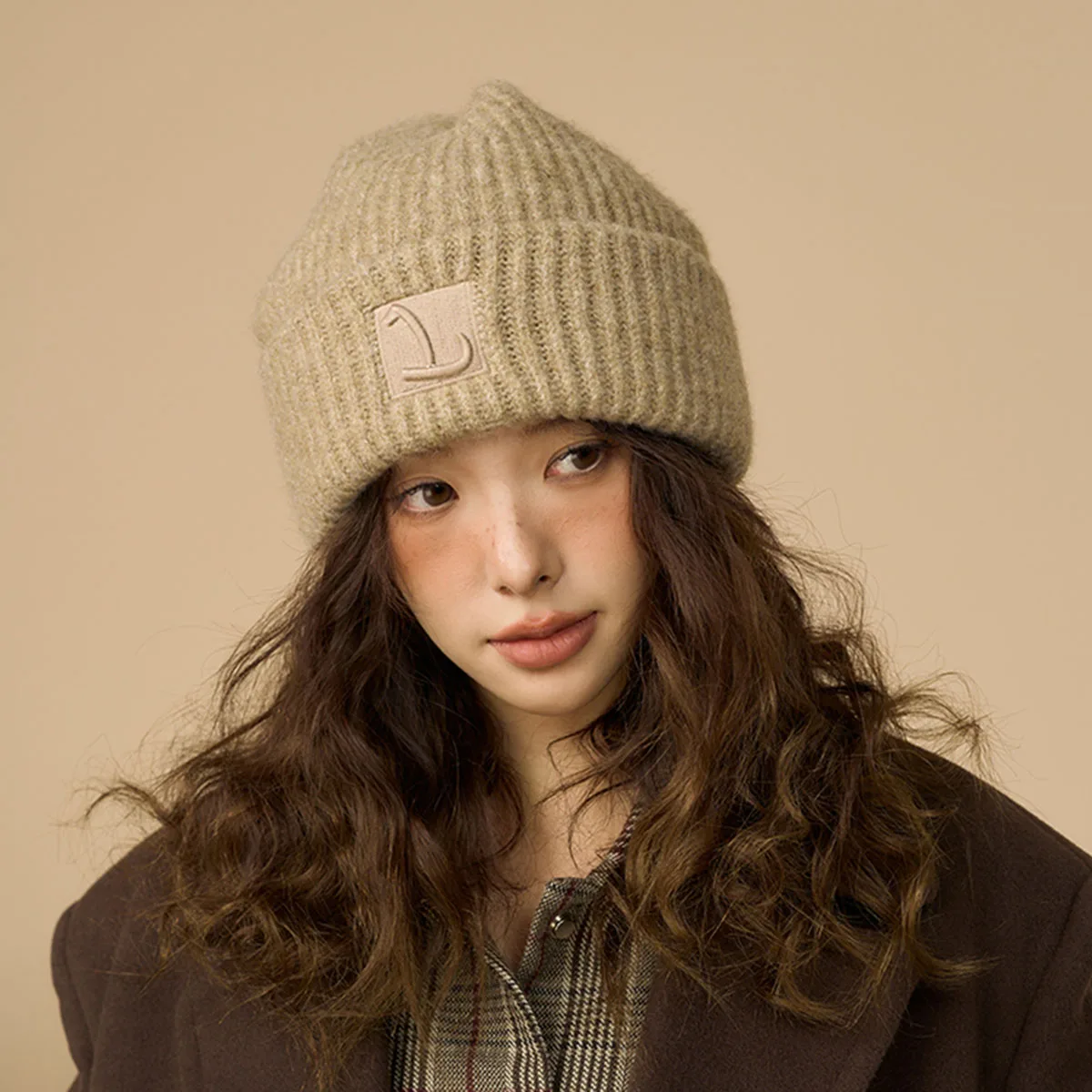 Beanie Hot sale winter hat candy Colorful Knitted Hat Big cap Thick Thread Super Warm Knitted Hat wool Solid Ski Hat gentle hat