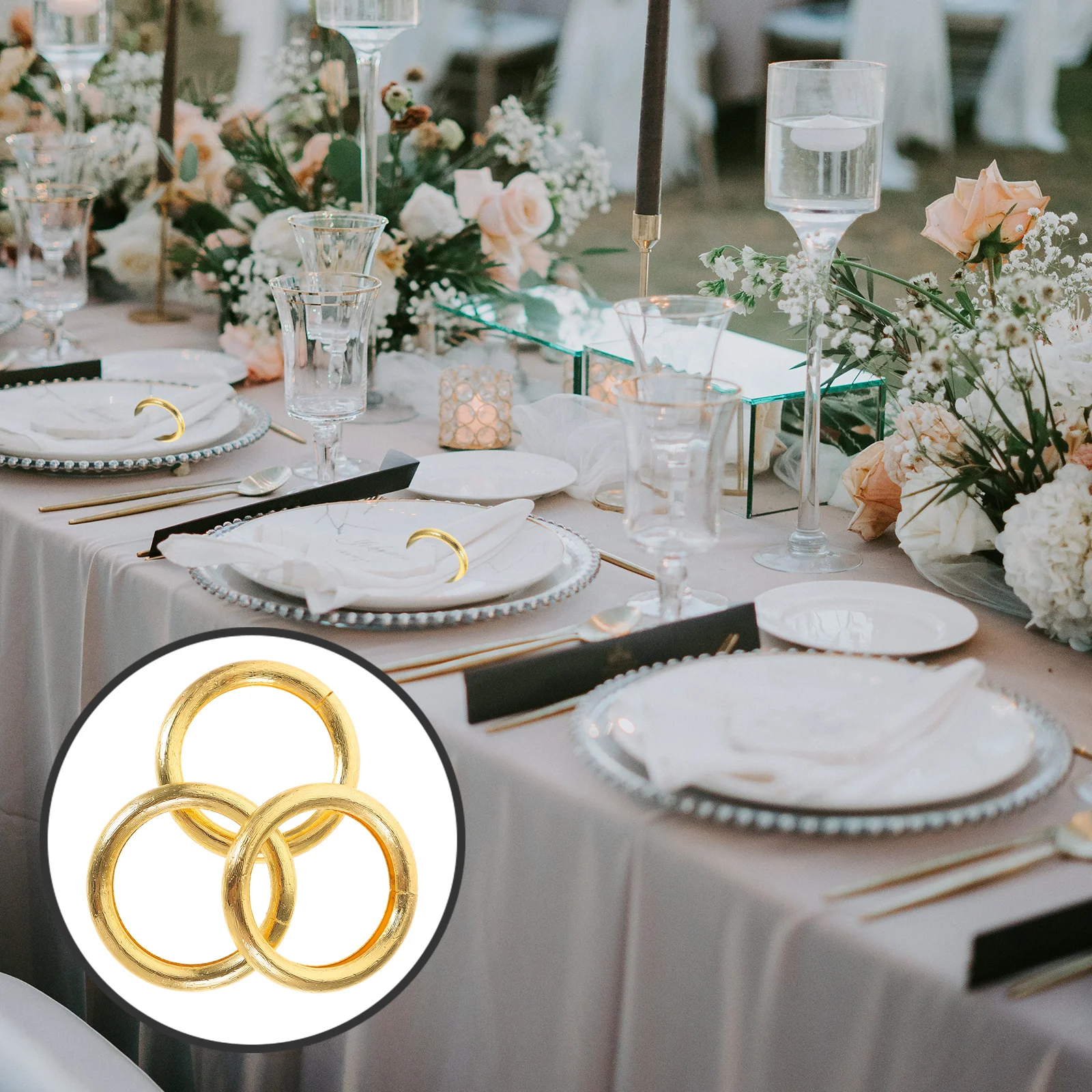 

6Pcs Metal Napkin Holder Napkin Rings Zinc Alloy Decorative Buckle for Wedding Banquet Dinner Table Supplies Napkins Buckles