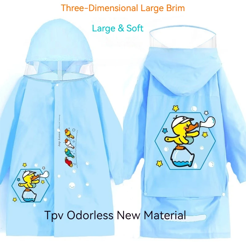 Enlarged School Bag Baby Poncho Kindergarten Raincoat Thickened Long Waterproof Sleeve Length(cm) Outerwear Type Collar Style