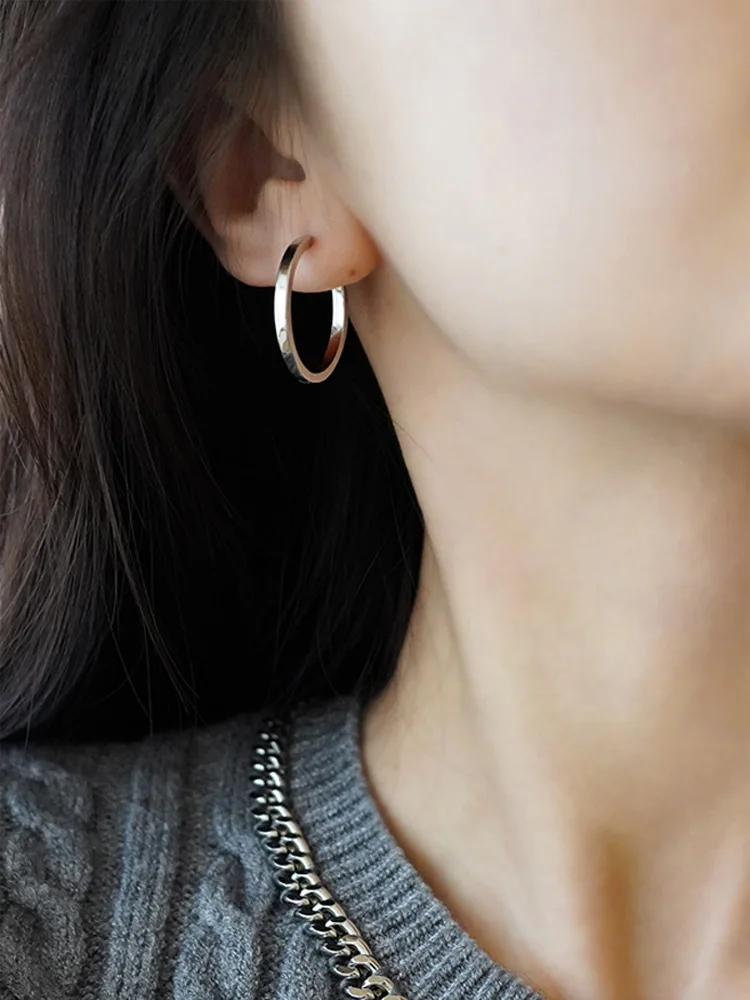 S925 فضة هندسية كريستال جولة هوب أقراط للنساء والفتيات لطيف دائرة حزب مجوهرات الإكسسوار #3