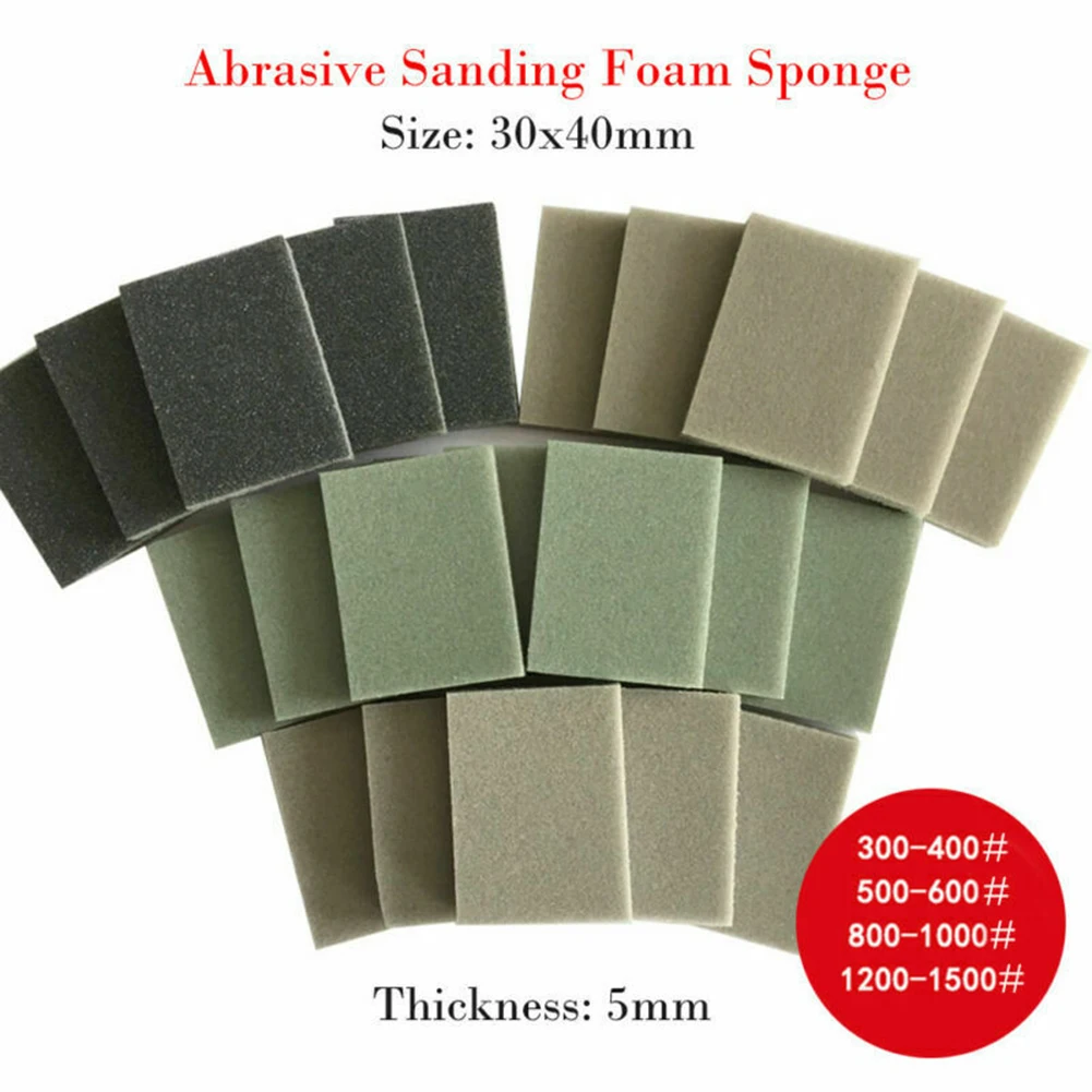 10/20 PCS Sponge Sanding Block Wet Dry Grinding Sandpaper Polishing Pads 300-400 500-600 800-1000 1200-1500 Grit Abrasive Tools