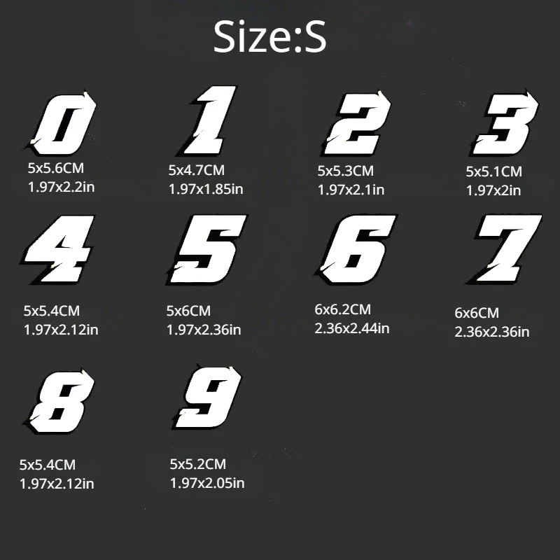1PC 0123456789 White Number Motorcycle Stickers Motorbike Fuel Tank Side Panels Scooter Helmet DIY Moto Fashion Vinyl Decals