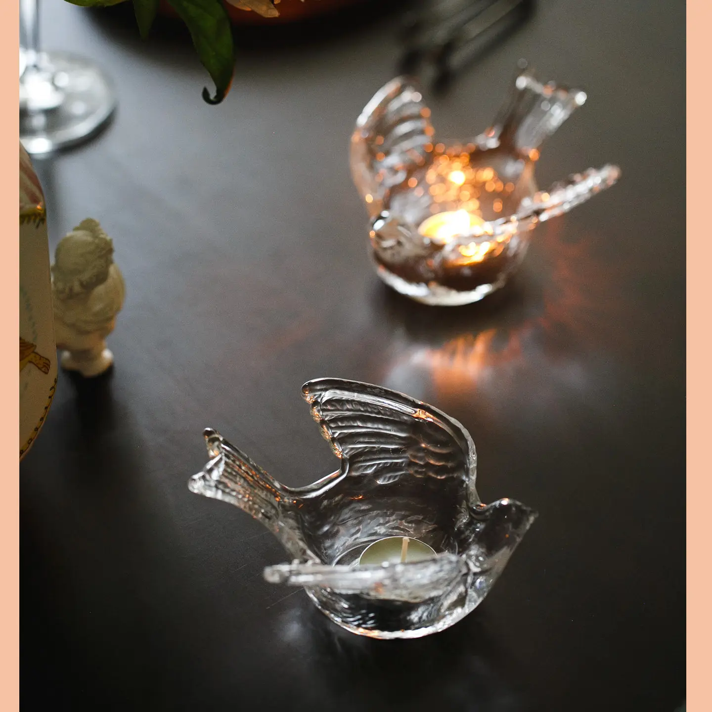 Exquisite Glass Bird Candlestick Atmosphere Retro Restaurant Candlelight Dinner Vintage Table Transparent Crystal Candle Holder