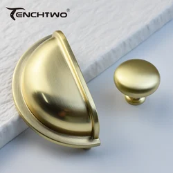 Brushed Brass Furniture Handle Shell Ears Round Single Hole Kitchen Cabinet Pull Wardrobe Cupboard Drawer Door Knobs Gold Black
