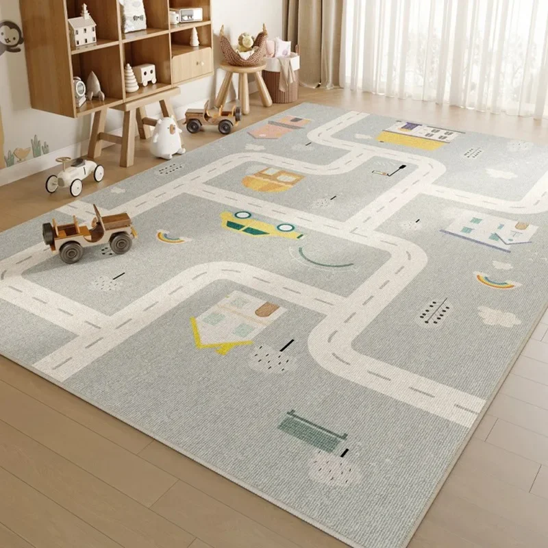 VIKAMA Cartoon Living Room Rug Children's Room Bedroom Soundproof Floor Mat Crawl Mat Play Mat Non-Slip Carpet Home Decor