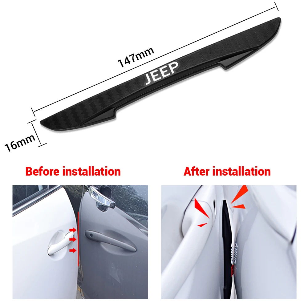 4Pcs Car Rubber Door Anti-collision Protection Strips Non-Slip Sticker For Jeep Renegade Patriot Wrangler Cherokee Compass Trail