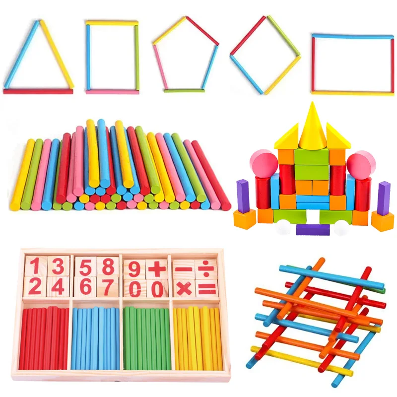 Counting Sticks Geometric Block Children Mathematical Enlightenment Developmental Toys Plastic/Wood Calculate Focus Training TMZ