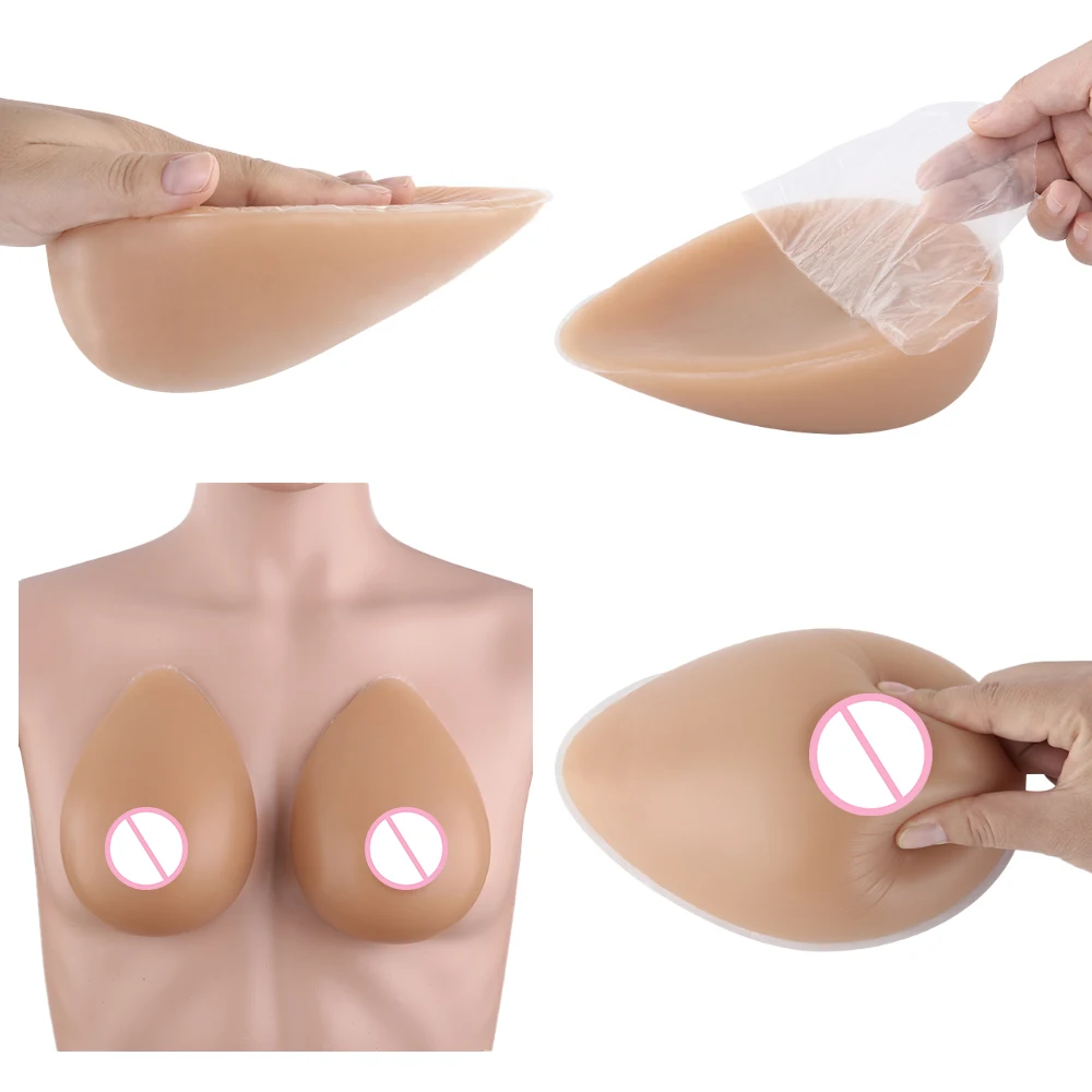 IVITA 1 Pair Suntan Self-adhesive Silicone Breasts Form Artificial Fake Boobs for Crossdresser Prosthesis Mastectomy Cosplay