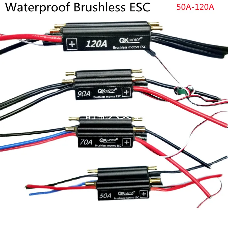 

50A 70A 90A 120A QX-motor Waterproof Brushless ESC 2-6S Speed Controller for RC Boat Ship with BEC 5.5V/5A Water Cooling Syste