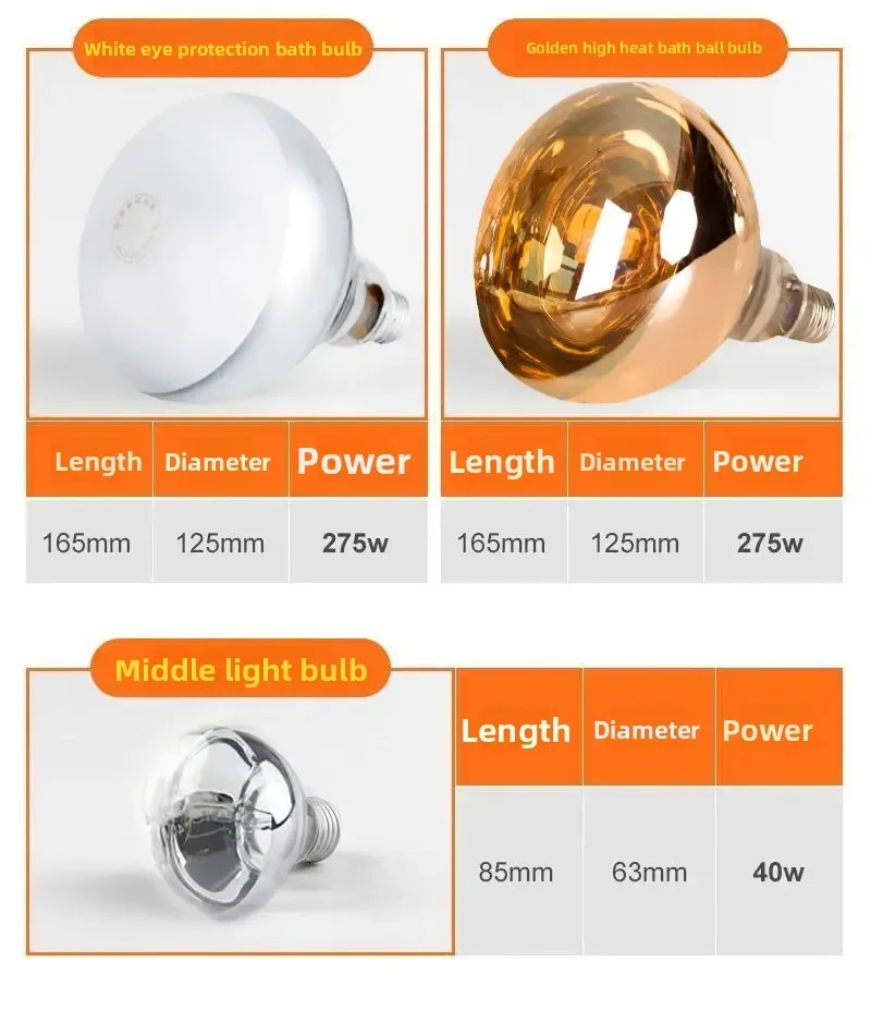 Waterproof Explosion-Proof Yuba Heating Bulb Universal Screw Bathroom Heating Lamp