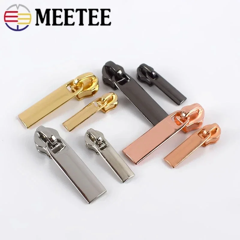 20Pcs Meetee Alloy Zipper Sliders for 3# 5# Nylon Zippers Down Jacket Coat Pocket Zips Head Bag Zip Repair Kits DIY Accessories