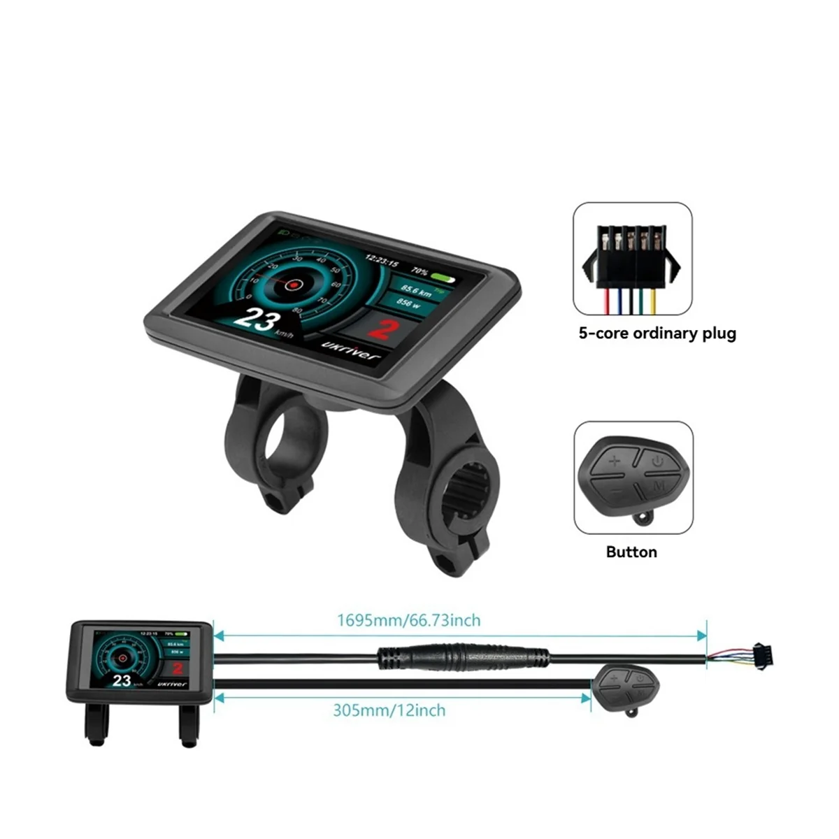 AB31 Electric Bike Panel UKC1+ Color Display LCD Display Electric Bike Scooter Display with USB SM Connector