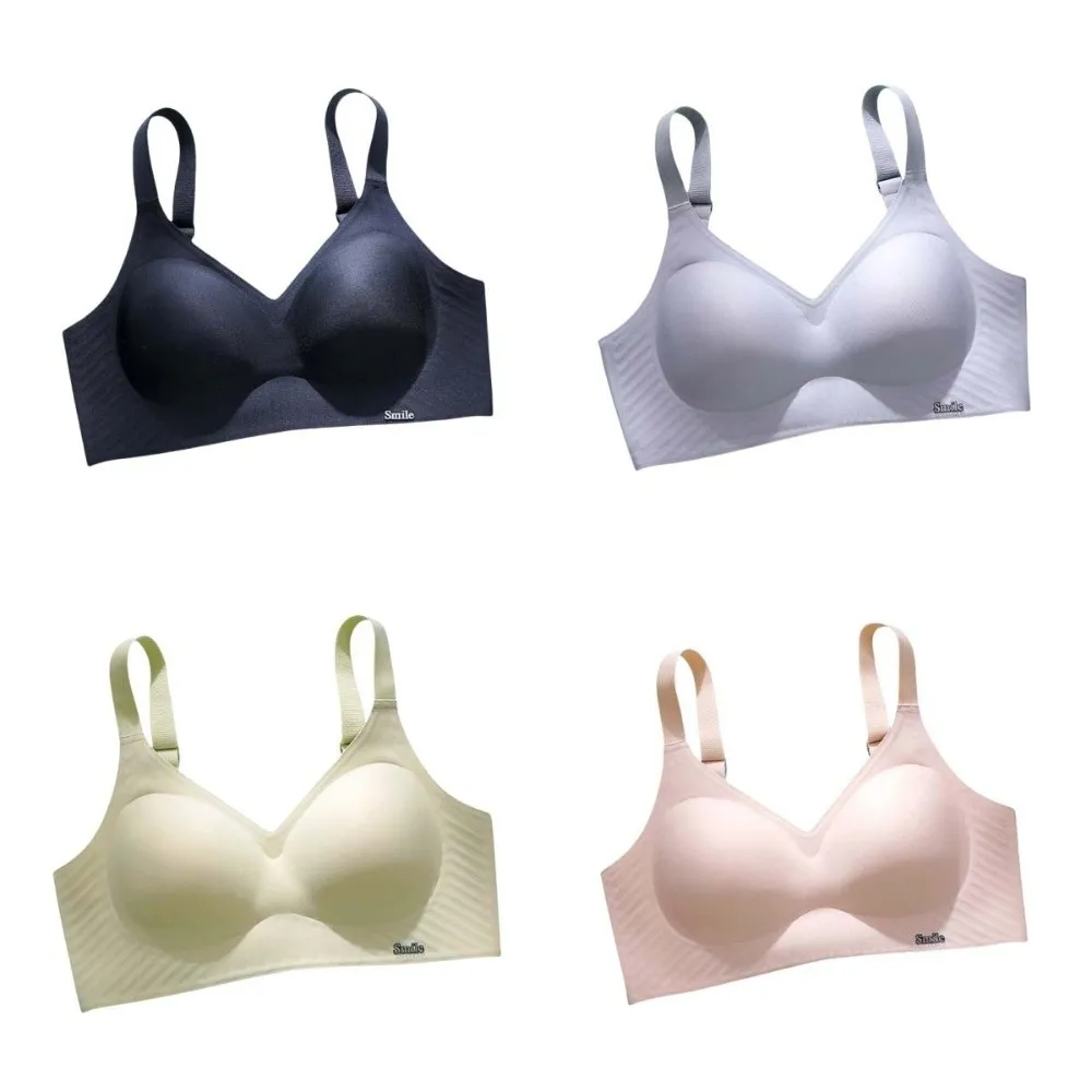 حمالة صدر بدون خياطة بحروف إنجليزية مقاومة للصدمات بدون أثر للنساء ملابس داخلية جيلي بلون سادة حمالة صدر لاسلكية عميقة على شكل حرف V للجري