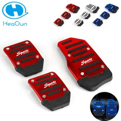 Heaqun Car Pedals Universal 3pcs Aluminum Automatic Transmission Car Pedal Cover Non-Slip Brake Fuel Gas Foot Pad Set Kit Pedals