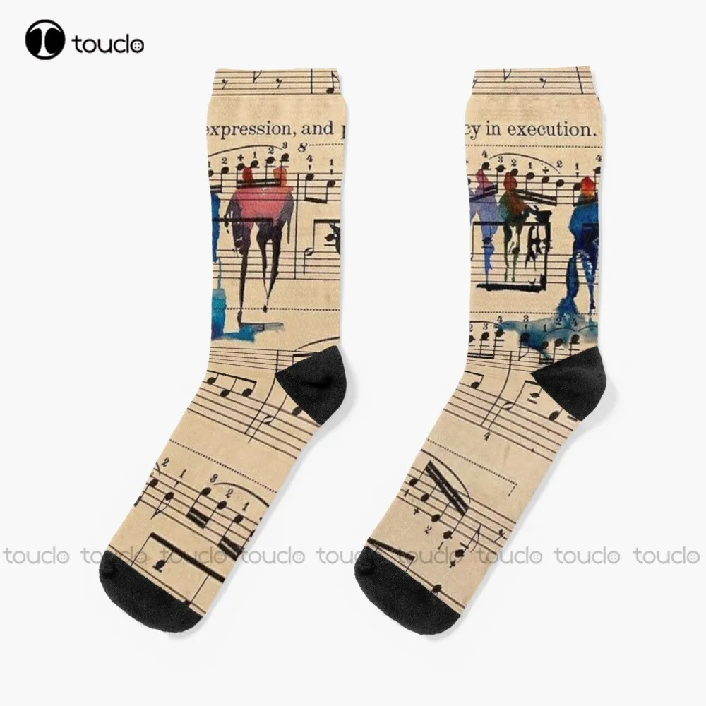 

Music Sheet Painting Socks Running Socks Street Skateboard Socks 360° Digital Print New Popular Comfortable Best Girls Sports