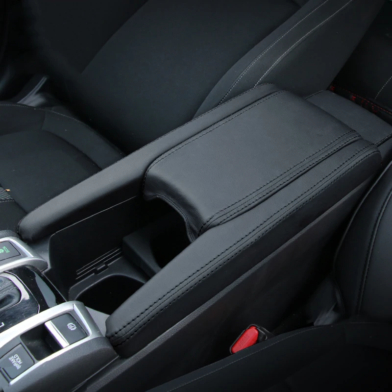 Leather Car Center Console Armrest Box Cover Protector Case Pad For Honda Civic X 10th FC 2016 2017 2018 2019 2020 Accessories