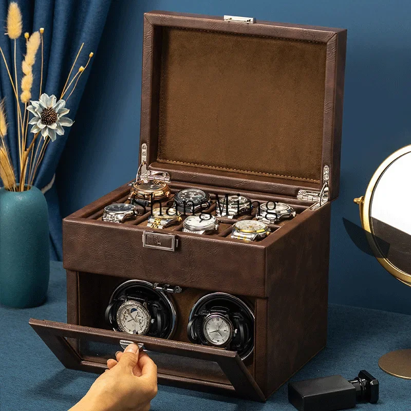 CLwinding  box mechanical watch rotating motor electric watch shaker storage box carbon fiber pattern PU automatic