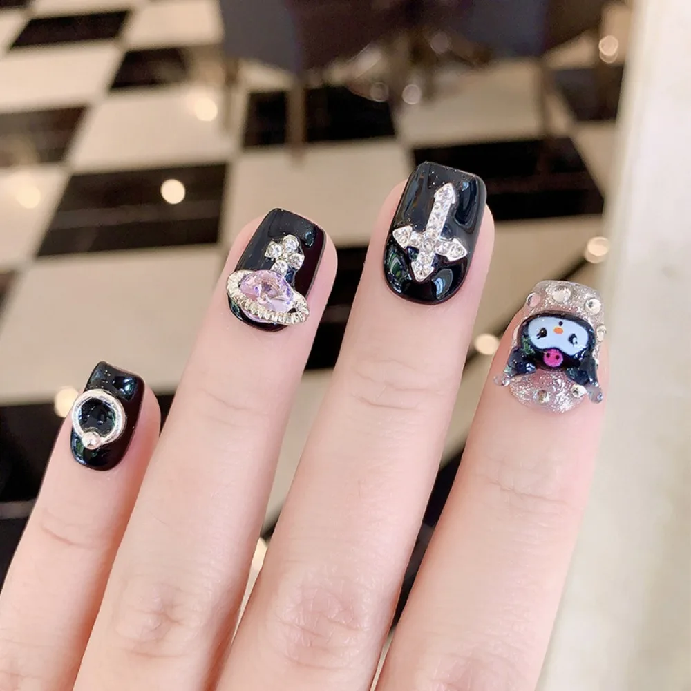 Sanrio Kawaii Kuromi Y2k Handmade Manicure Patch Collection FakeNails Detachable Finished Nail LengthShort Schoolgirl Gift