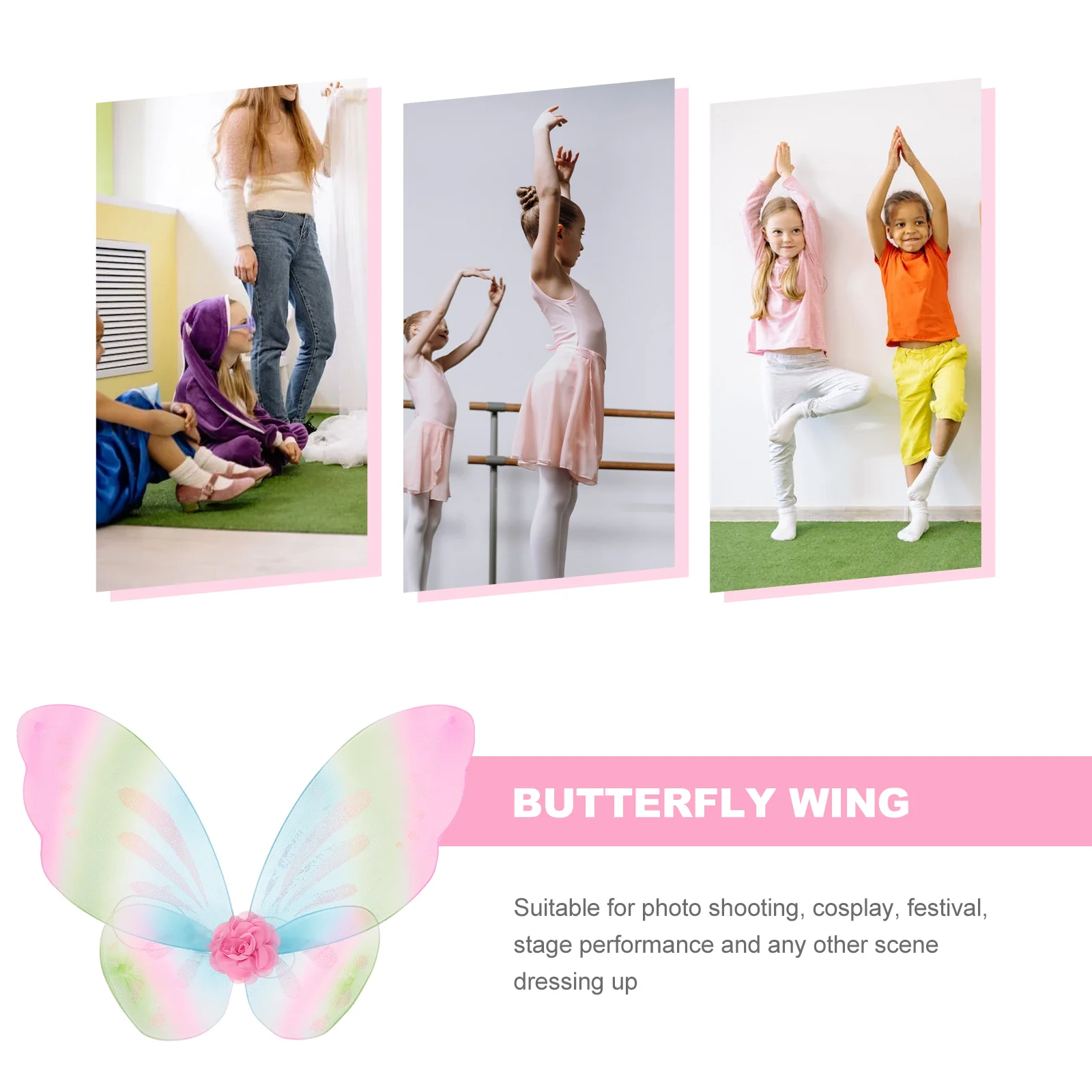 

Butterfly Wing Prop for Kids Lightweight Plastic Fairy Costume Accessory Cosplay Props Children Wings Photoshoot Stage