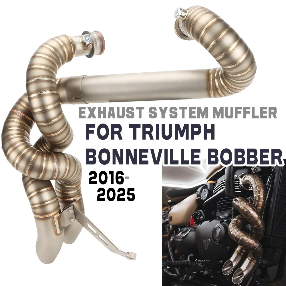 

For BOBBER 16-25 Motorcycle Exhaust System Twisted Modified Muffler Stainless Steel Exhaust Pipes for Triumph Bonneville Bobber