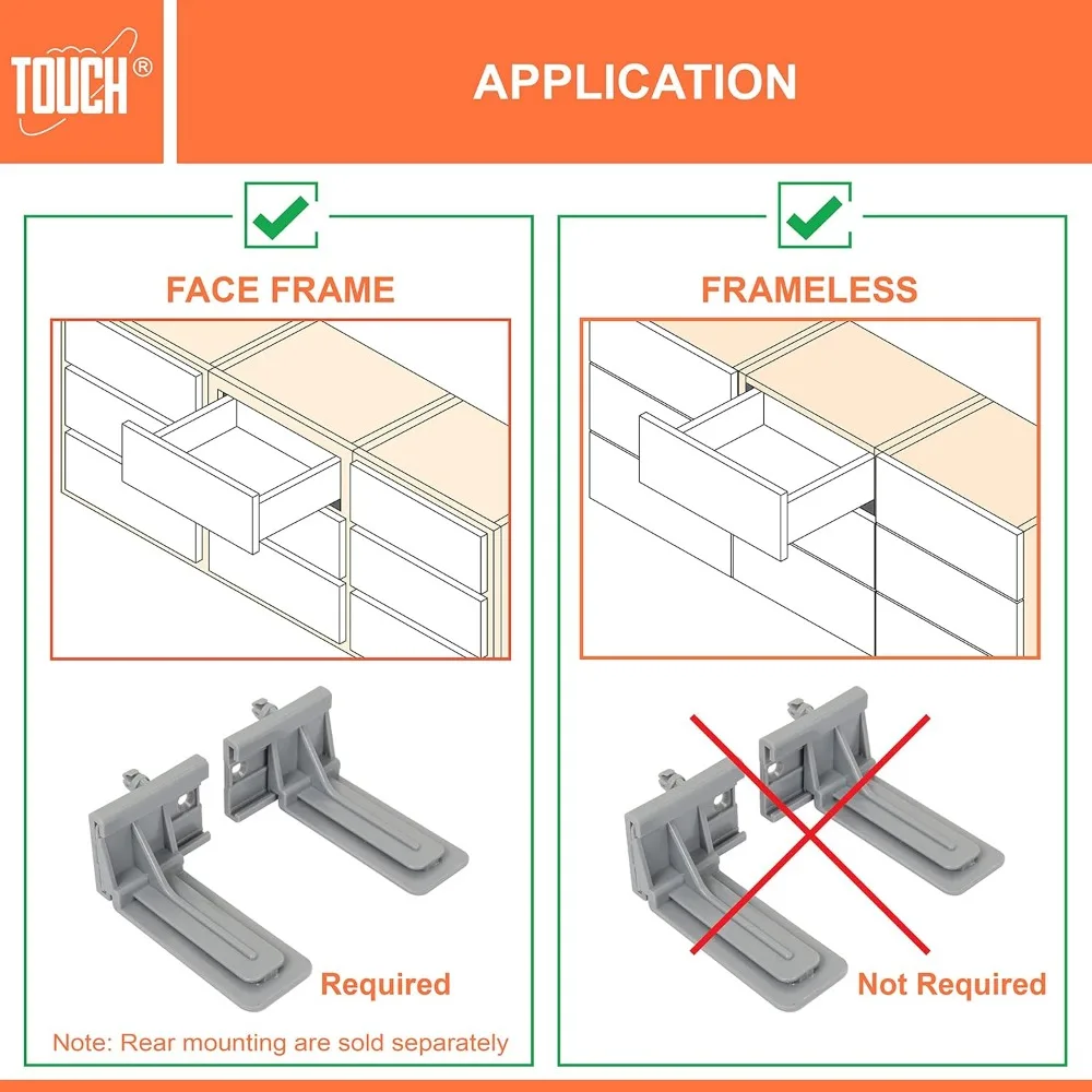 شرائح أدراج ناعمة مغلقة تحت التركيب، عداء مخفي 3/4 بوصة لأدراج مقاس 15 بوصة، 5 أزواج، طول 381 مم، انزلاقات ذاتية الإغلاق #6
