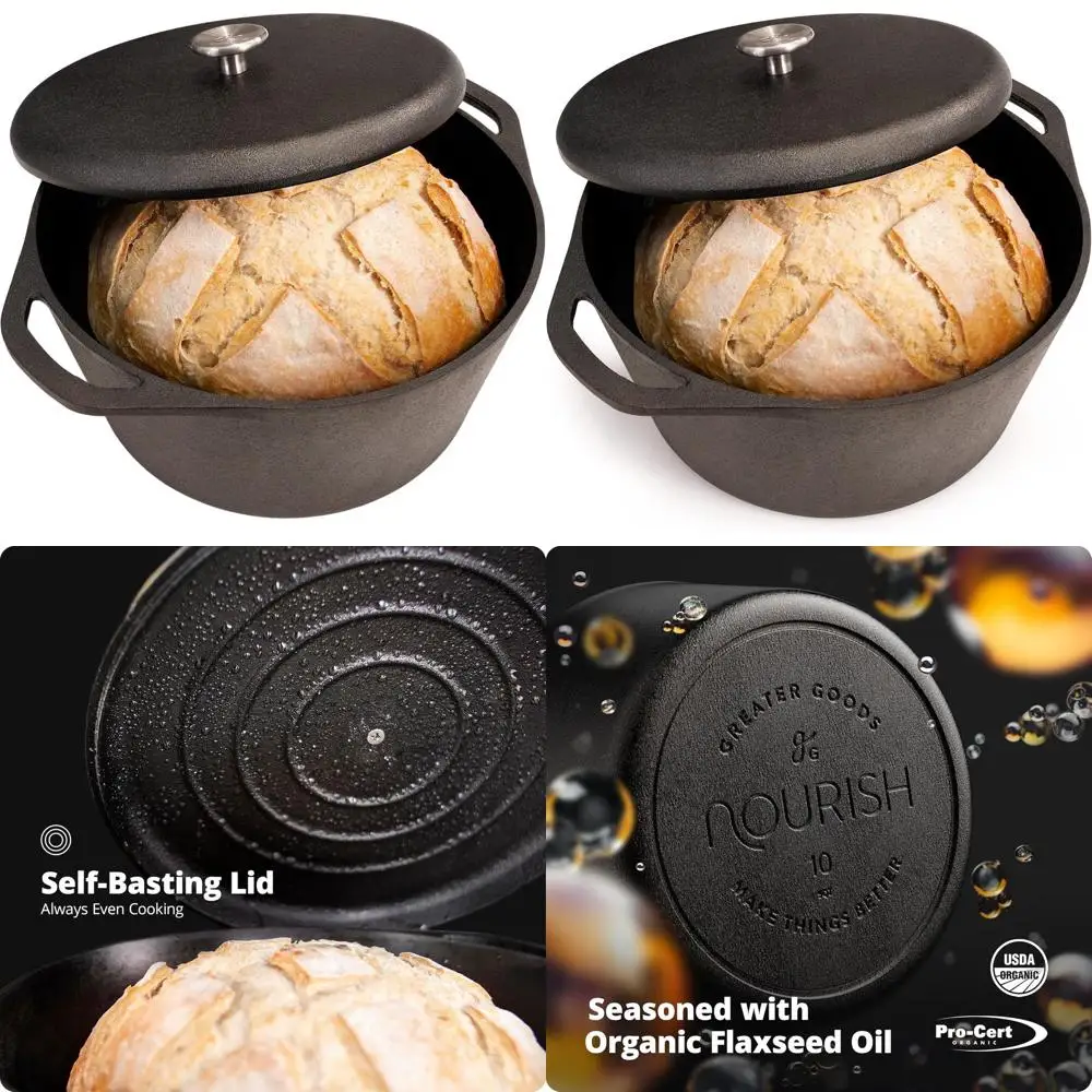 

10-Inch Cast Iron Dutch Oven, 5 Quarts, with Lid