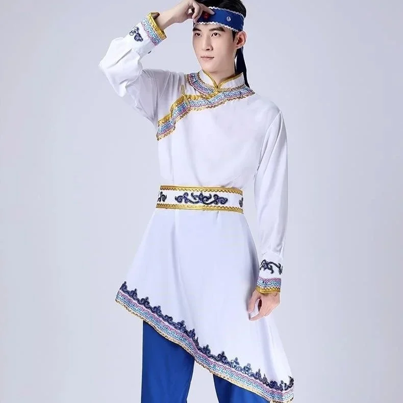 Costume mongols de style chinois pour hommes, vêtements de performance de danse mongole, baguettes de lutte