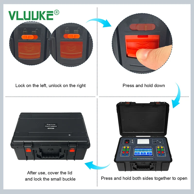 Probador de resistencia CC de tres canales VLUUKE ES3080, rango de 0,1 uΩ-5000Ω, salida de 20A, medidor de voltaje paso de resistividad del suelo a tierra