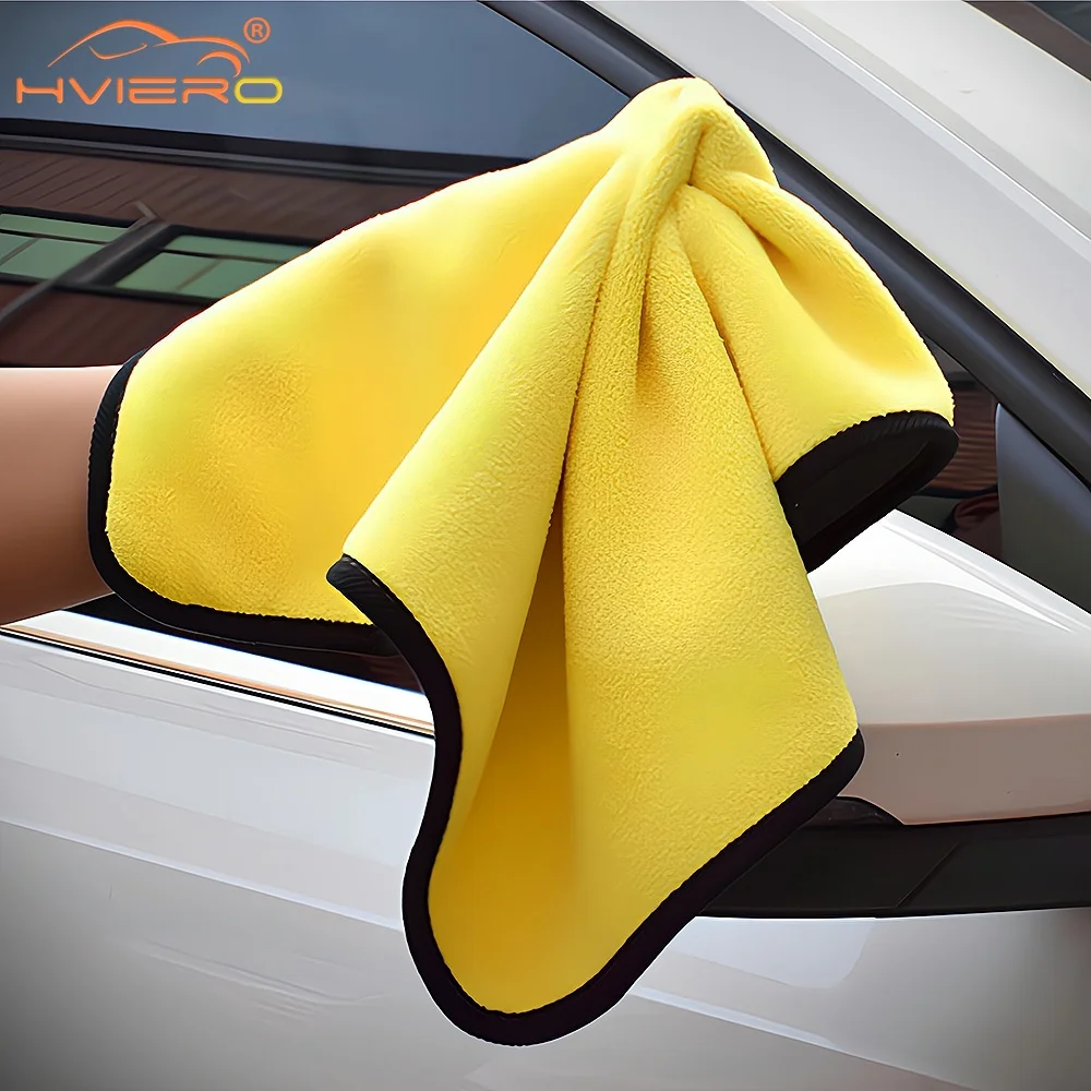 1pcs 30*30/40/60CM Car Wash Microfiber Towel Cleaning Drying Hemming Cloth Thick Plush Sponges Brushes Cloths Kitchen Universal