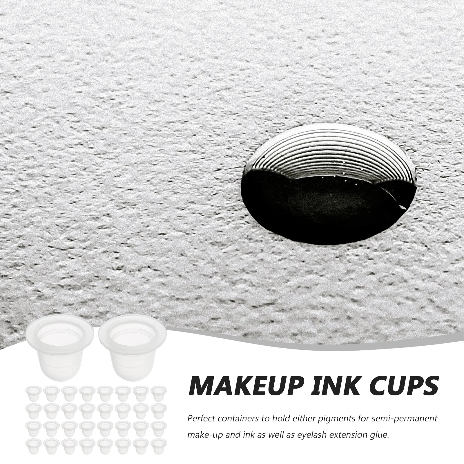 

200Pcs Makeup Ink Cups Transparent U Shaped Silicone Pigment Containers for Tattooing Cosmetologists Reusable Storage Kits