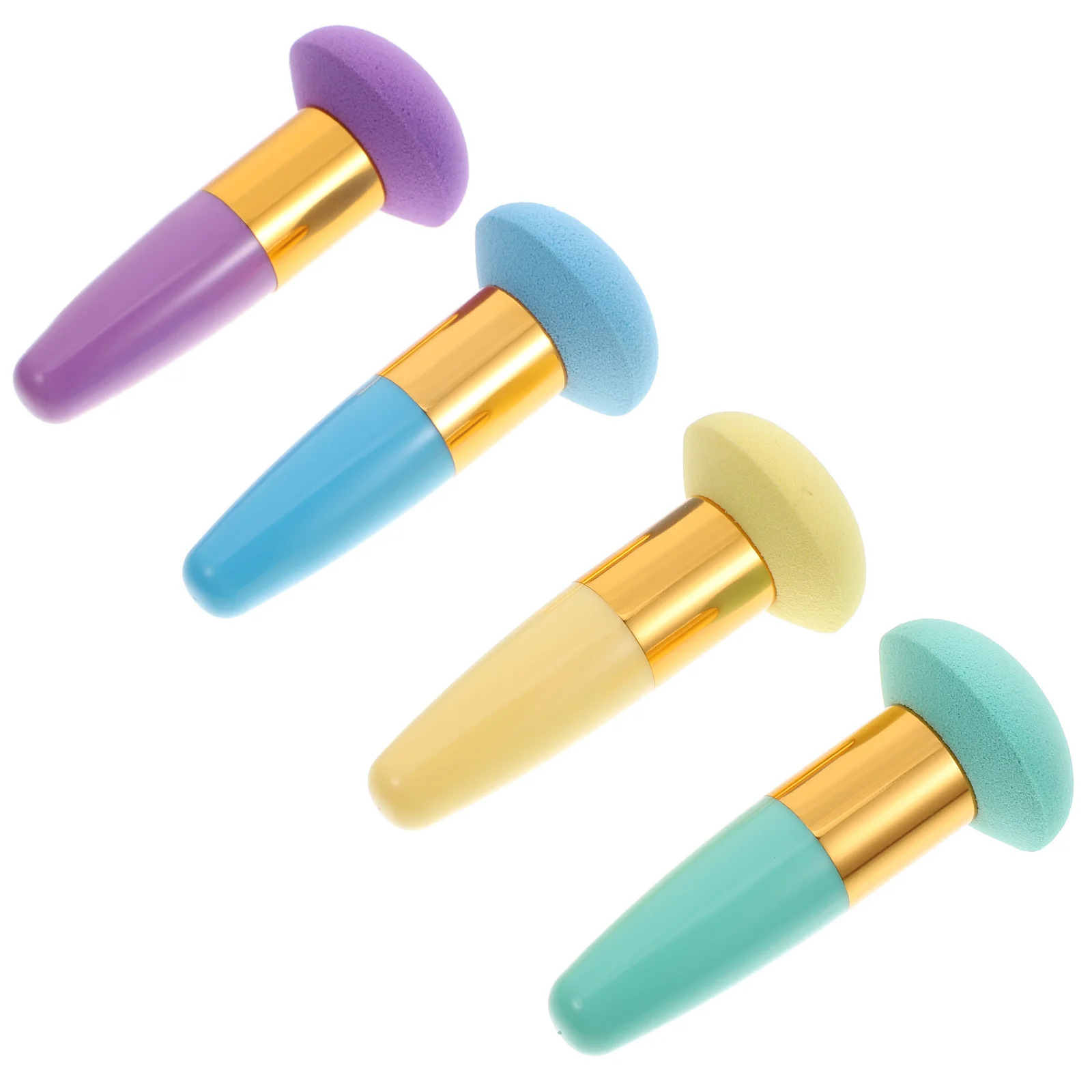 

4pcs Latex Makeup Puff With Handle Washable Soft Foundation Applicator For Loose Powder Smooth Tool Beauty Sponge