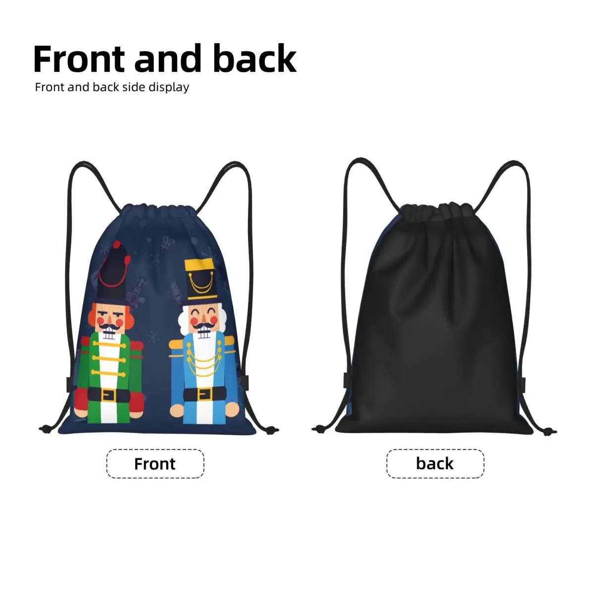 Custom Christmas Nutcrackers Soldier Doll Drawstring Bag Men Women Lightweight Sports Gym Storage Backpack