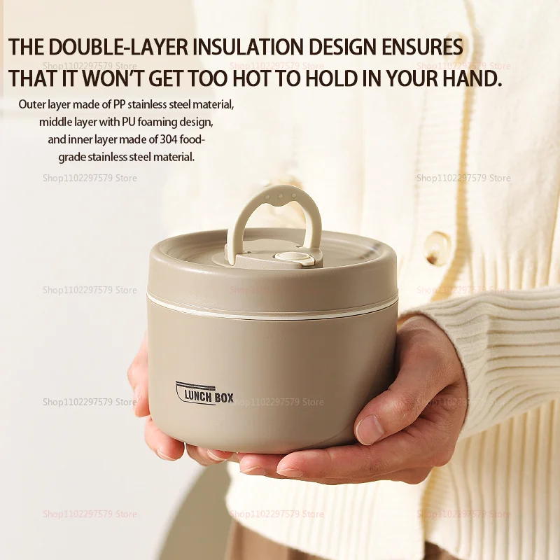صندوق غداء معزول من الفولاذ المقاوم للصدأ لعمال المكاتب والطلاب صندوق بينتو مختوم متعدد الطبقات لتخزين المواد الغذائية الآمنة في الميكروويف